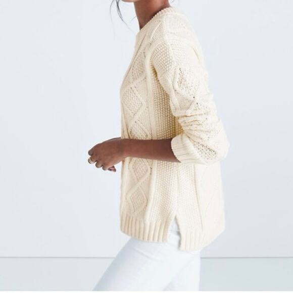 Madewell Classic Cable Knit Sweater Fisherman Minimalist Beachy Coastal Chunky S - Picture 4 of 9